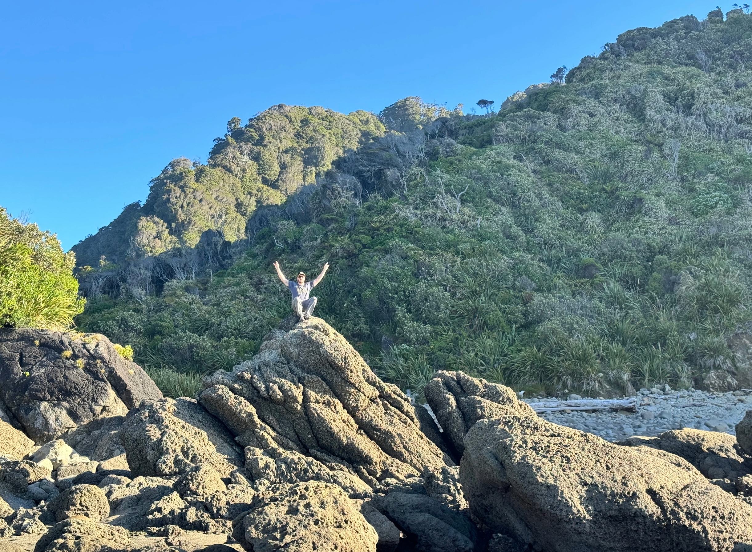 Freedom camping in Jackson Bay, New Zealand